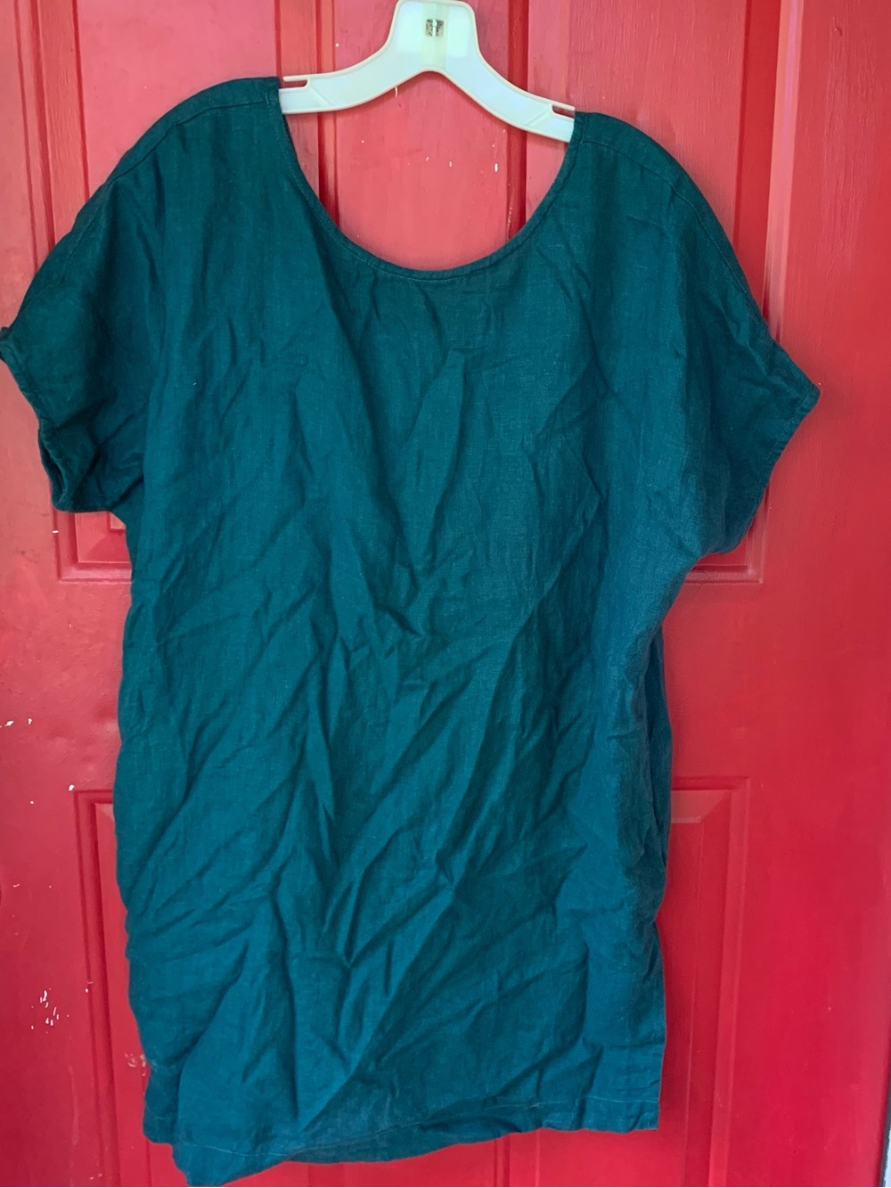 OffOn Linen Dress blue green